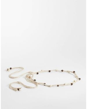 Hollister Boho Beaded Tie Up Belt - Natural