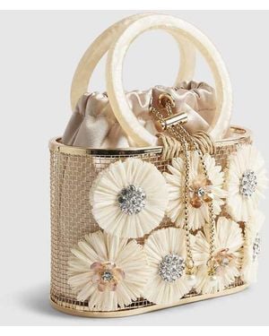 River Island Raffia Flower Basket Bag - Natural