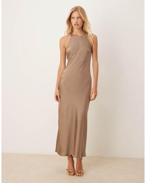 Vila Racer Satin Midi Dress - Natural