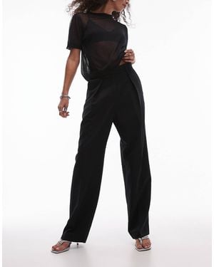 ARKET Stretch Wool Blend Tailored Straight Leg Pants - Black