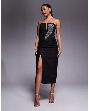 Jarlo Embellished Plunge Bandeau Midi Dress - Blue