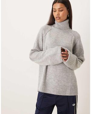 JJXX Roll Neck Jumper With Cuffs - Grey