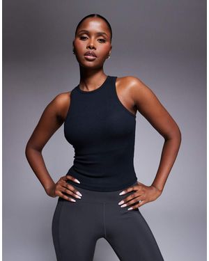 4505 Rest Day Ultra Soft Modal Rib Racer Vest With Inner Bra And Removeable Padding - Blue