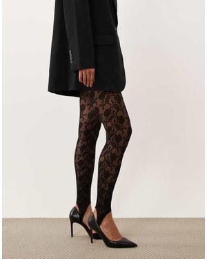 ASOS Medias Con Estribo De Encaje En - Negro