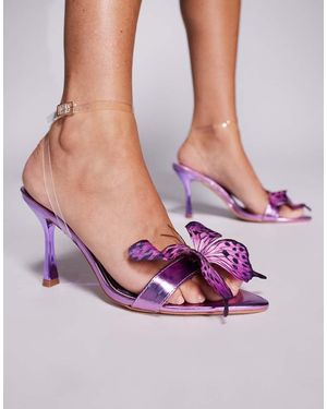 SIMMI Fenelly Metallic Butterfly Detail Heeled Sandals - Purple