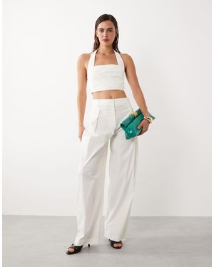 Mango Starring Hailey Bieber Kasha Halterneck Cropped Top - White