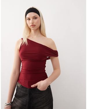 Collusion Ruched Off The Shoulder Top - Red