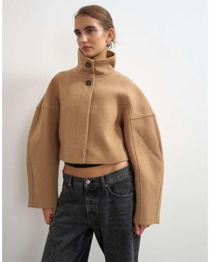 TOPSHOP Abrigo Corto De Vestir En Camel-Marrón - Neutro
