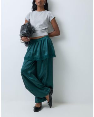 ASOS Satin Trouser With Skirt Overlay - Green