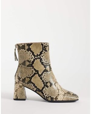 ASOS Wide Fit Rafe Block Heel Ankle Boots - Natural