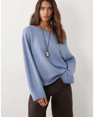 ASOS Lockerer pullover mit u-boot-ausschnitt - Blau