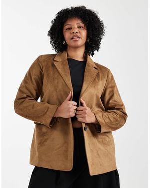 ONLY Faux Suede Blazer - Brown