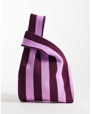 ASOS Bolso Clutch A Rayas Rosas Y Burdeos Con Asa Entrelazable De - Morado