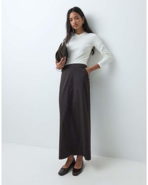 ASOS Gonna Sartoriale A Righe Diplomatiche Cioccolato - Marrone