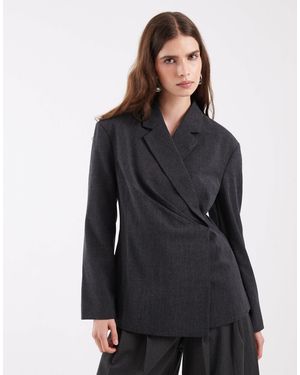 Object Blazer mit asymmetrischem detail - Schwarz