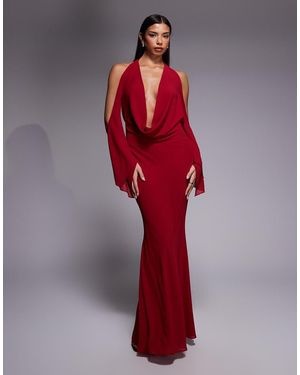 I.AM.GIA Rosanna Halterneck Georgette Chiffon Open Back Maxi Dress - Red