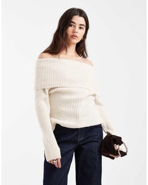 ASOS Knitted Bardot Jumper - White