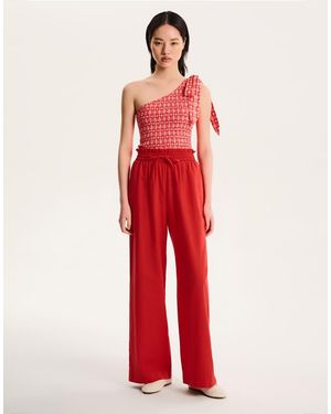OMNES Wide Leg High Rise Trouser - Red