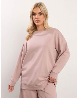 Yours Clothing Crew Neck Sweatshirt - Pink