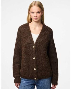 Pieces Knitted Cardigan - Brown