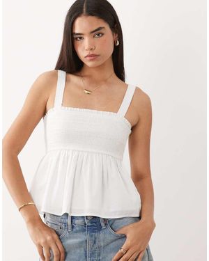 Abercrombie & Fitch Square Neck Smocked Cami Top With Removable Straps - White