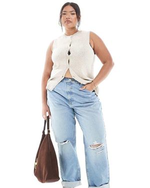 ASOS Asos Design Curve High Rise Relaxed Mom Jeans - Blue