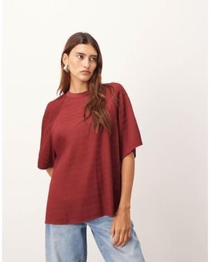 ARRANGE T-shirt hybride texturé à manches raglan - merlot - Rouge