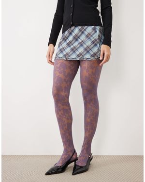 ASOS Collants en dentelle fleurie lilas - Violet