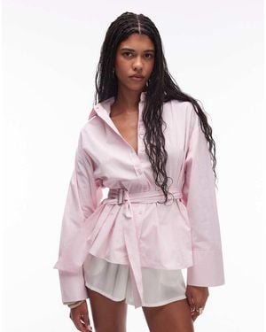 ASOS Poplin Belted Cinch Shirt - Pink