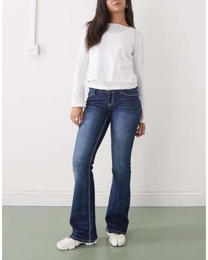 Cheap Monday Booty Bei Stretch Low Waist Bootcut Jeans With Embroidered Back Pockets - Blue