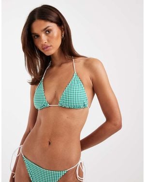 Vero Moda Textured Triangle Bikini Top - Blue