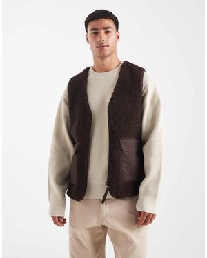 ASOS Borg Utility Vest - Brown
