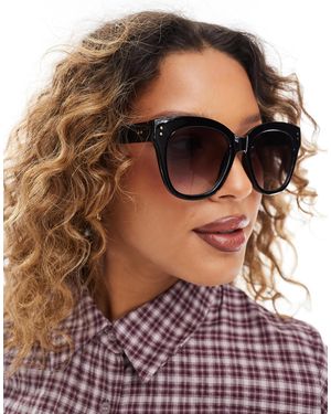 Pieces Round Frame Sunglasses With Ombre Lense - Purple