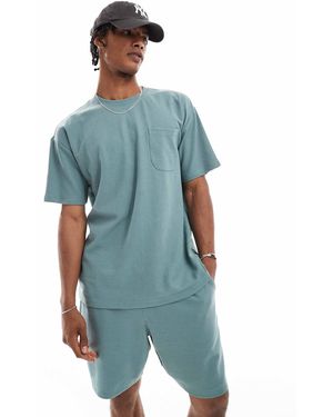 New Look T-shirt d'ensemble en tissu gaufré - Bleu