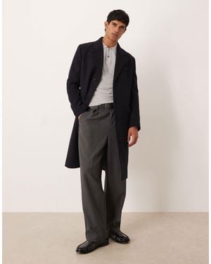 Mango – longline-mantel aus wollmix - Schwarz