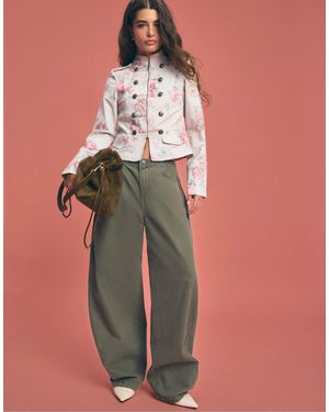 Stradivarius Veste boutonnée à imprimé fleuri écru - Rose