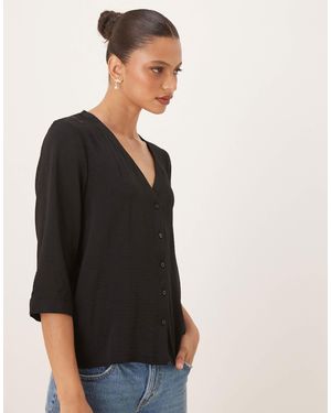 Jdy Textured 3/4 Sleeve Shirt - Black