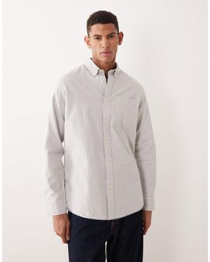 SELECTED Chemise oxford à rayures - marron - Blanc