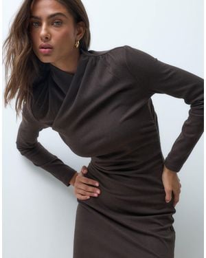 ASOS Supersoft Drape High Neck Wrap Mini Dress - Black
