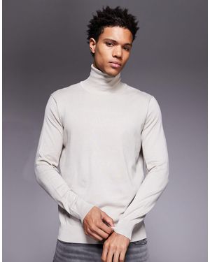 River Island Pull col roulé en maille - écru - Gris