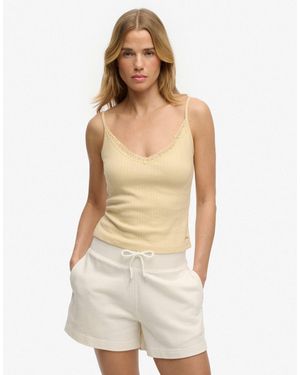 Superdry – athletic essentials – camisole-top aus pointelle - Weiß