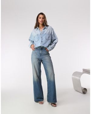 GOOD AMERICAN Denim Shirt Jumpsuit - Blue