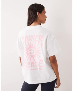 4505 Oversize-t-shirt aus schwerem baumwollstoff mit rückenprint - Weiß