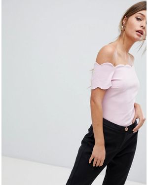 Ted Baker Scalloped Trim Bardot Top - Pink