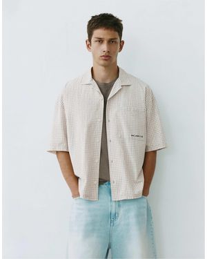 Pull&Bear Kurzärmliges kariertes hemd - Weiß