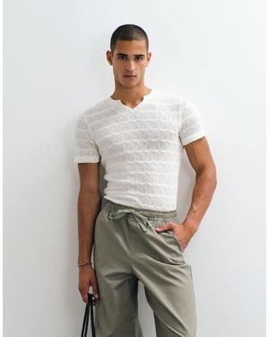 ASOS Schweres slim-fit-t-shirt aus cremefarbenem strukturgewebe - Weiß