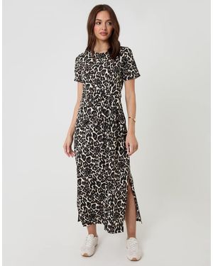 Threadbare Tie Front Side Split Cotton Jersey Midi Dress - White
