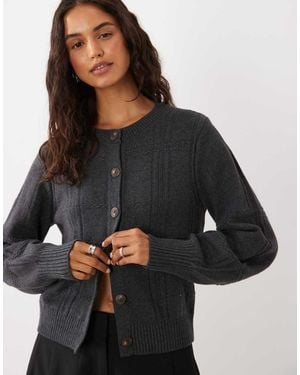 Abercrombie & Fitch Knitted Crew Neck Cardigan - Brown