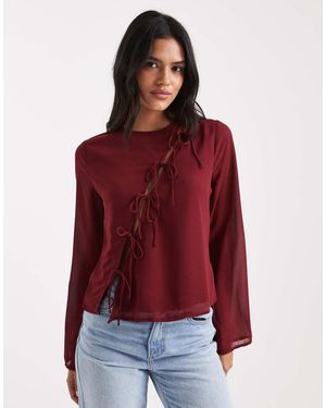 ONLY Top Con Detalle De Lazadas Asimétrico De -Rojo