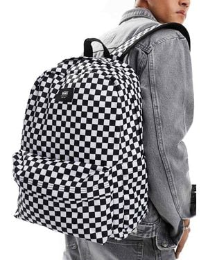 Vans Mochila Blanca Y Negra A Cuadros Old Skool De - Multicolor